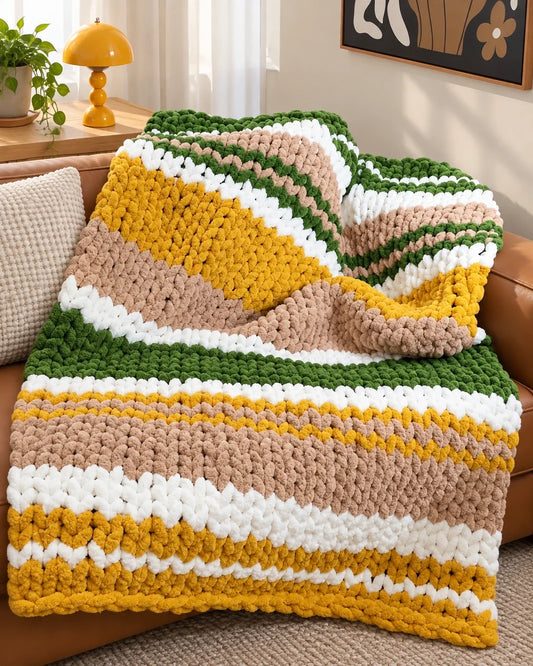 Made with HOMBYS: A Cozy Color-Block Chunky Knit Blanket