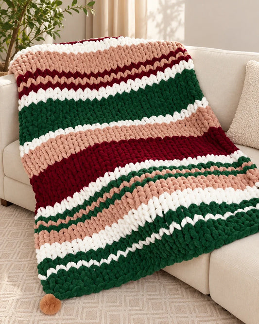 Made with HOMBYS: A Festive Zigzag Chunky Knit Blanket