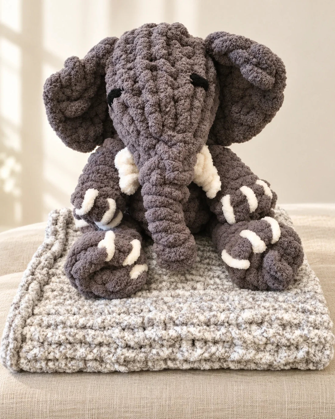 Grey Elephant & Blanket by softhugsblankets