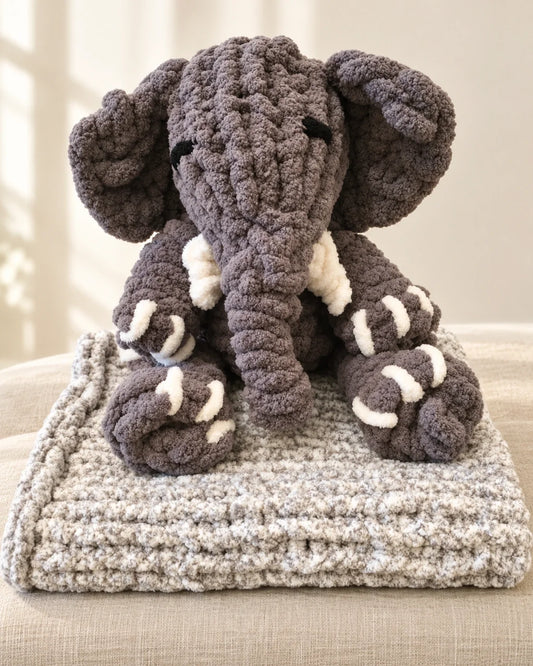 Grey Elephant & Blanket by softhugsblankets