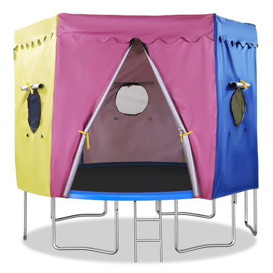 HOMBYS Cute Trampoline Tent Cover, 12ft/14ft Premium Waterproof Oxford with Sunscreen Coating, Fits 6 Straight Round Trampoline, Tent Only
