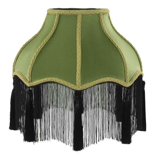 HOMBYS Victorian Lamp Shade, Velvet Vintage Lampshade with Tassel and Fringe, 6.4"x13"x12.3" Bell Shape Scallop Lampshades for Table, Floor and Bedside Lamps