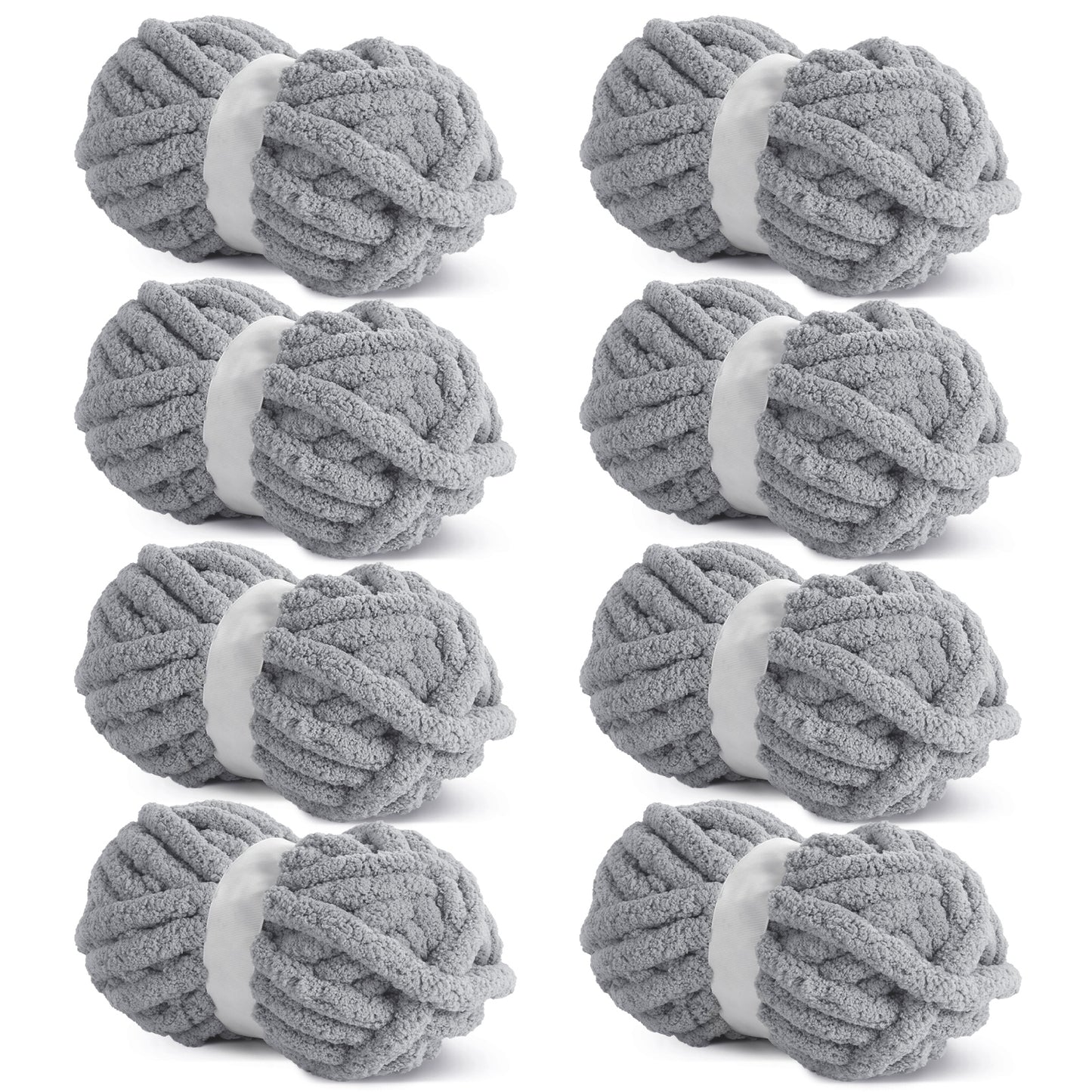 HOMBYS Chunky Chenille Yarn for Crocheting, Bulky Thick Fluffy Yarn for Knitting,Super Bulky Chunky Yarn for Hand Knitting Blanket, Soft Plush Yarn, 8 Jumbo Pack