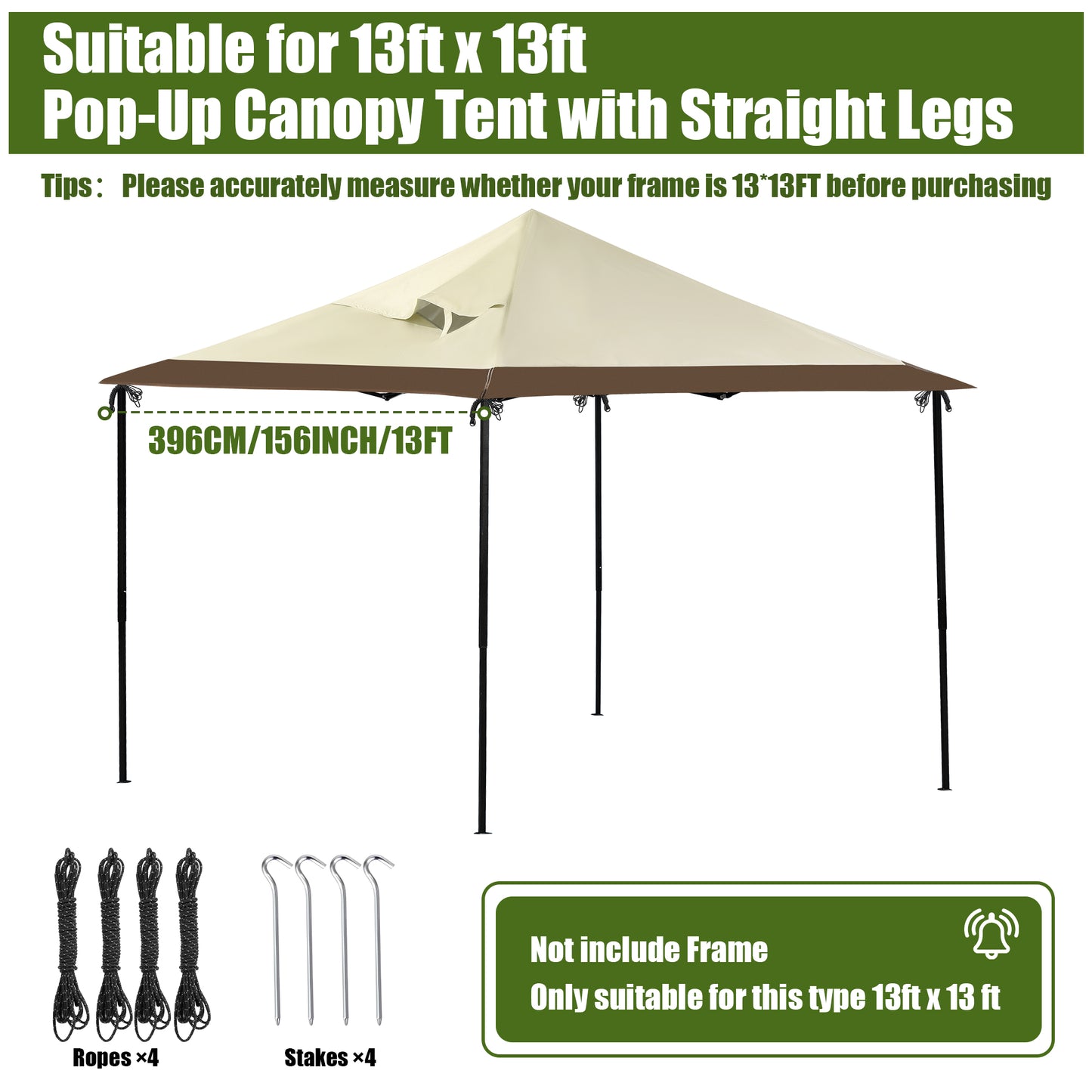 HOMBYS Waterproof Oxford Replacement Top Cover, 13 FT x 13 FT Instant Pop Up Canopy Tent, UV Protection Canopy Shelter Replacement Parts for Outdoor Garden Camping, Not Include Frame