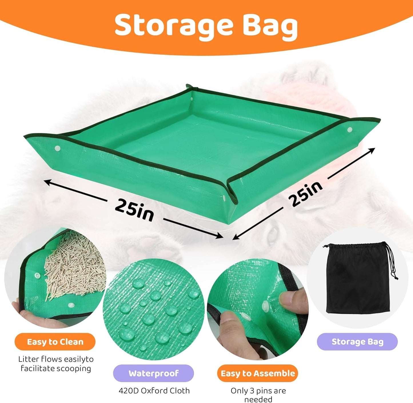 HOMBYS Portable Cat Litter Box Set with Scoop, Large Capacity Bag, Outdoor Garbage Bag for Travel in Car