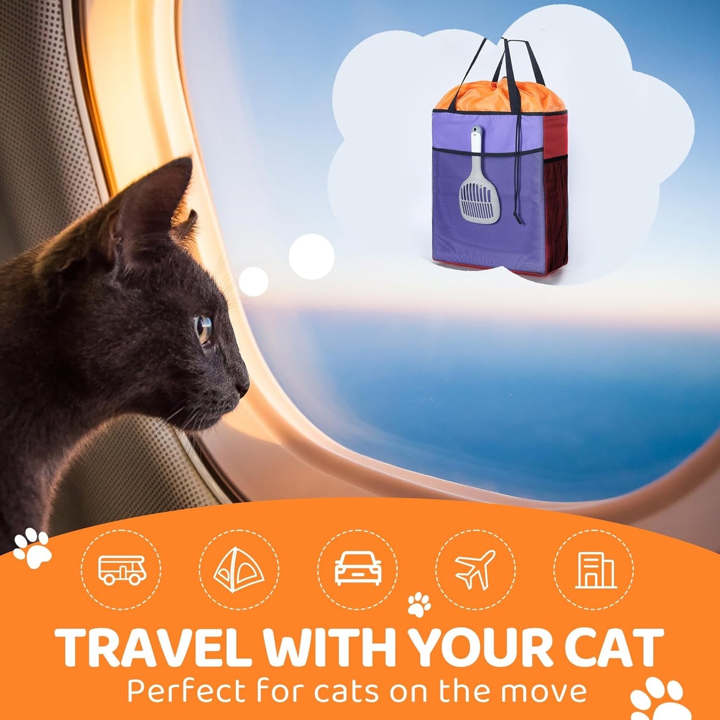 HOMBYS Portable Cat Litter Box Set with Scoop, Large Capacity Bag, Outdoor Garbage Bag for Travel in Car