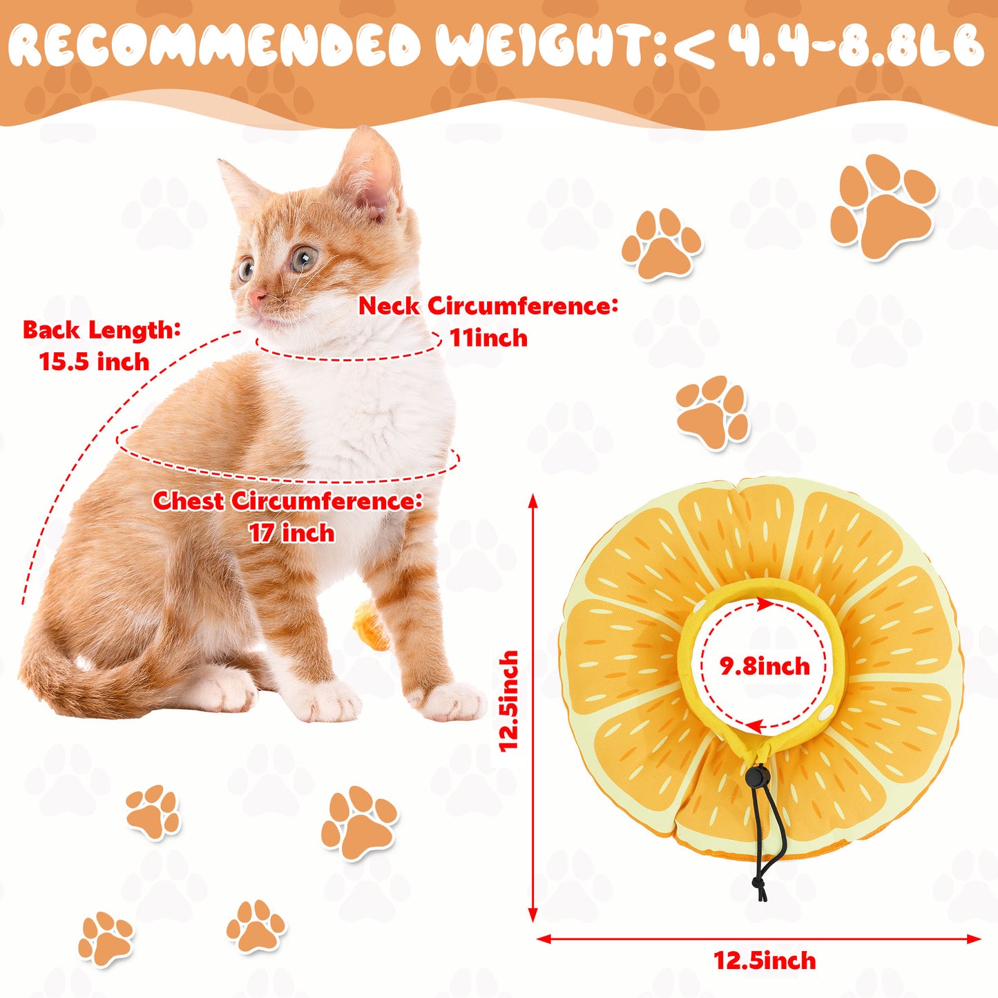 HOMBYS 2-in-1 Cat Surgical Suit, 2 Cat Recovery Suit & Cat Cone Collar for Cats After Surgery, Cute Kitten Surgical Full Bodysuit Cat Recovery Collar for Cats Dogs 4-8lb(Yellow)