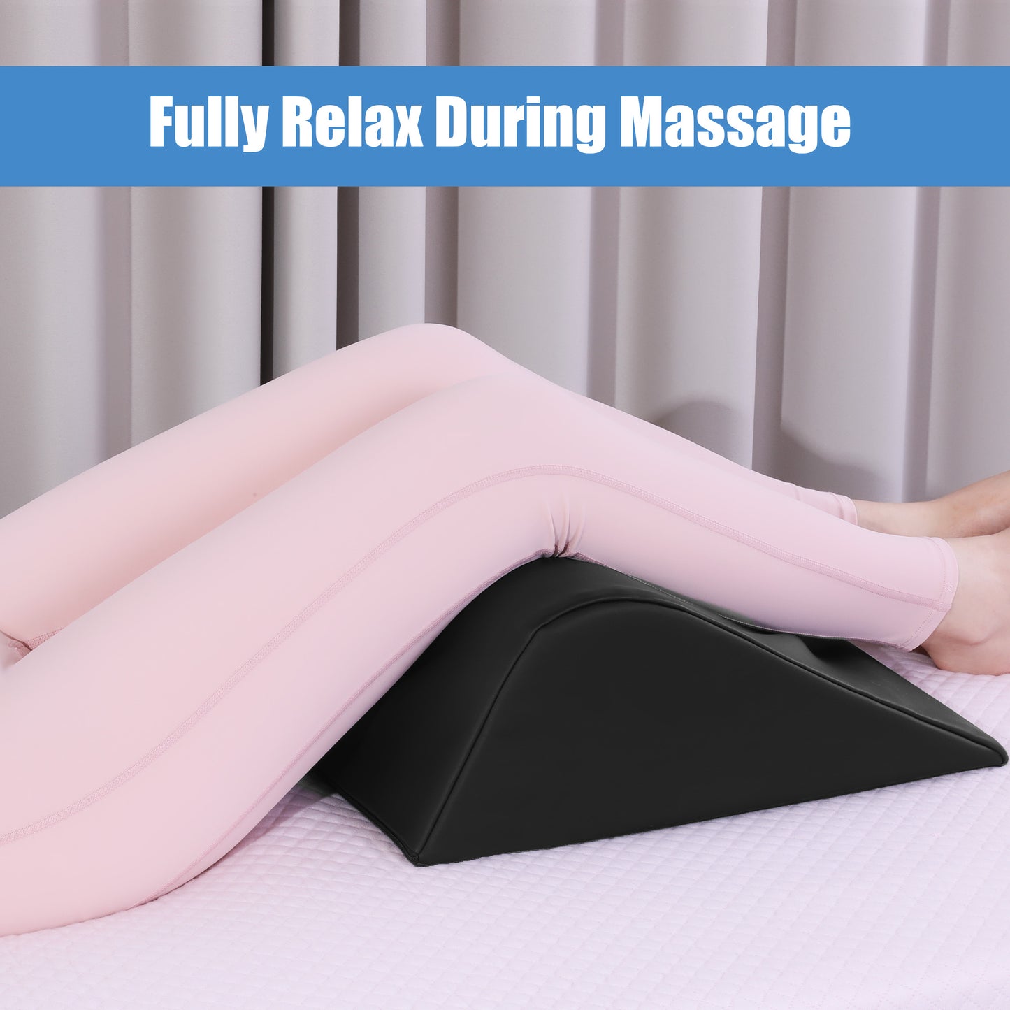 HOMBYS Wedge Bolster Pillow for Legs,Knee Wedge Pillow for Massage Table,Triangle Massage Bolsters for Under Legs,PU Leather Waterproof Foam Tatoo Pillow (Black)