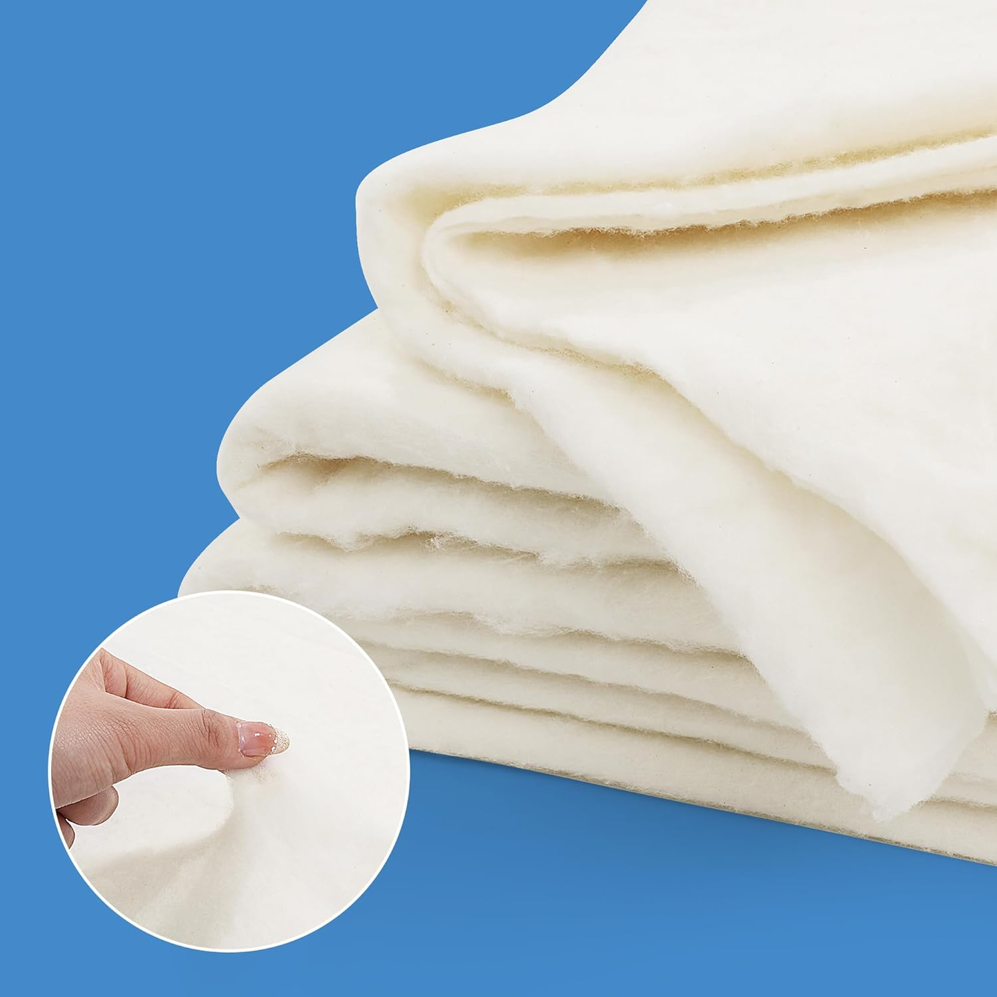 HOMBYS Extra Large and Warm Natural Fabric Roll for Sewing, 120x120 inch Cotton Batting for Quilt, Fluffy and Thick Stuffing for Arts and Crafts, Lightweight for All Seasons