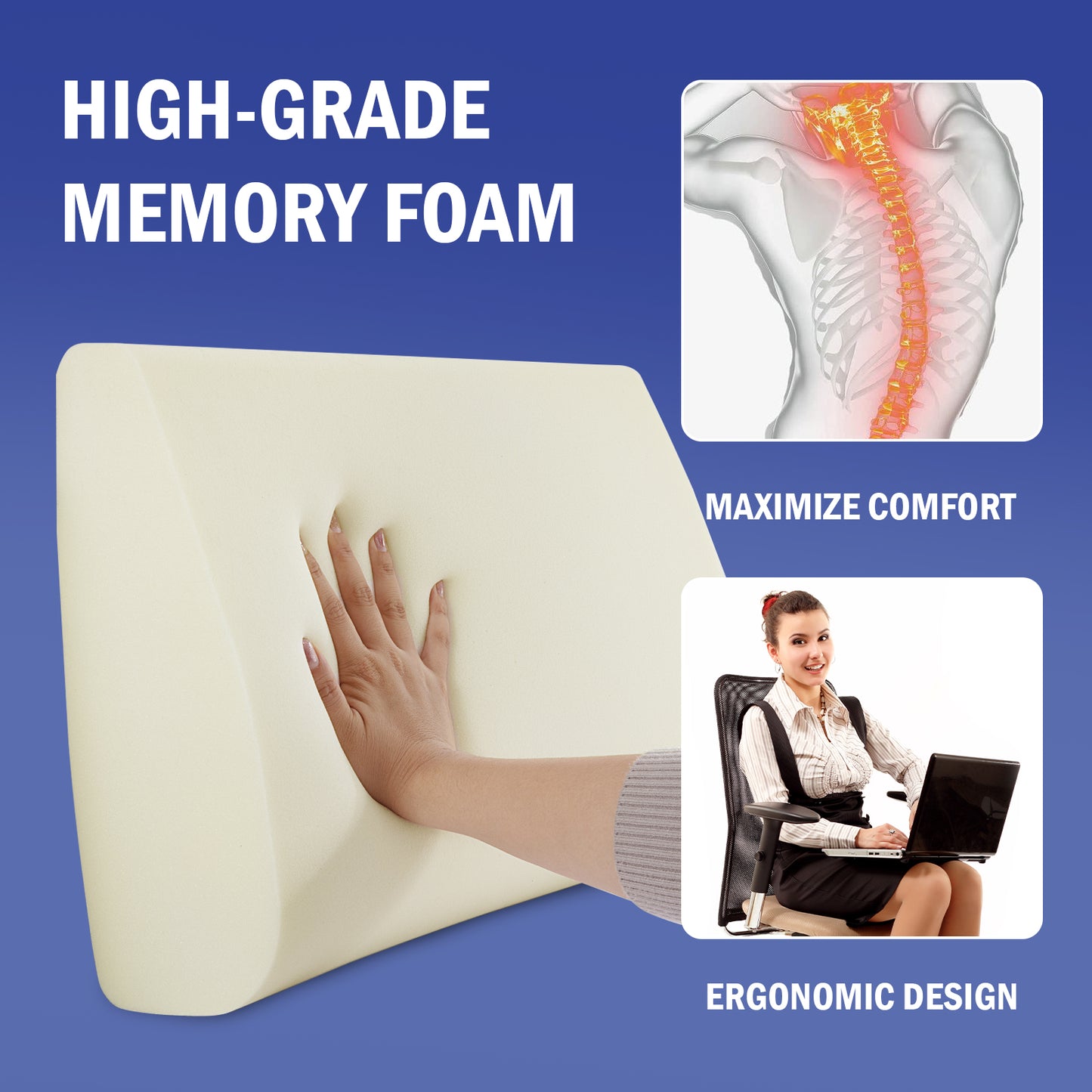 HOMBYS Lumbar Support Pillow for Recliner Chair, Memory Foam Back Support Cushion for Elderly,Extra Large Lumbar Support Pillow,Thick Backrest for Home Reading (Grey, 20“x13.5"x5")