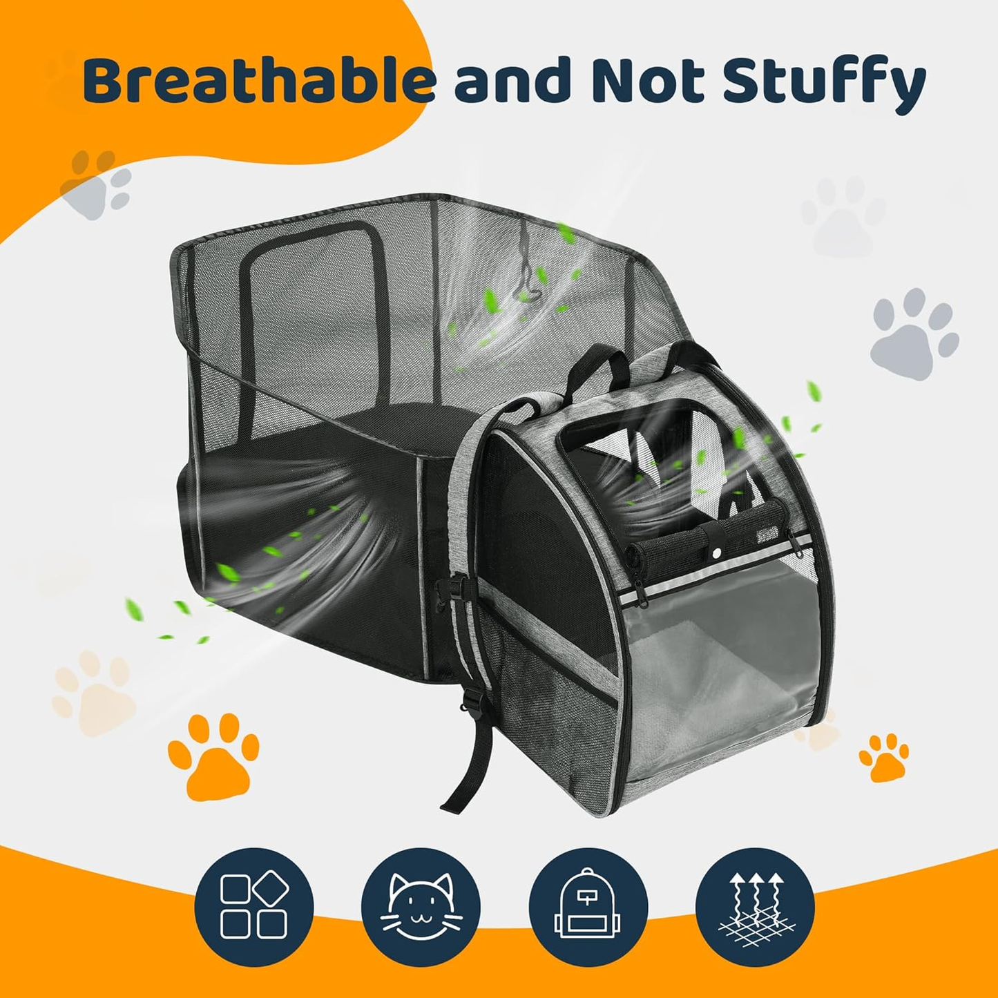 HOMBYS Detachable Pet Carrier Breathable and Durable, Cat Backpack Carrier with Expandable Cat Tent, Large Space, Pet Mobile Tent Outdoors Indoors for Cats, Dogs & Rabbits
