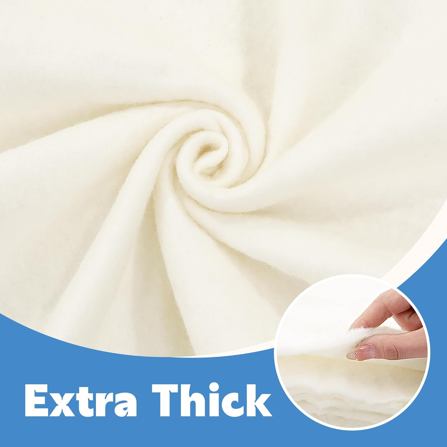 HOMBYS Extra Large and Warm Natural Fabric Roll for Sewing, 120x120 inch Cotton Batting for Quilt, Fluffy and Thick Stuffing for Arts and Crafts, Lightweight for All Seasons