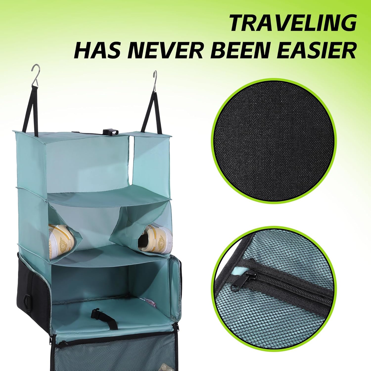 HOMBYS 2-in-1 Duffle Bag Also A Expandable Packing Cube, Convertible Garment Duffle Bags for Travel with Portable Hanging Travel Shelves Design, Carry on Closet with Hanger for Clothes