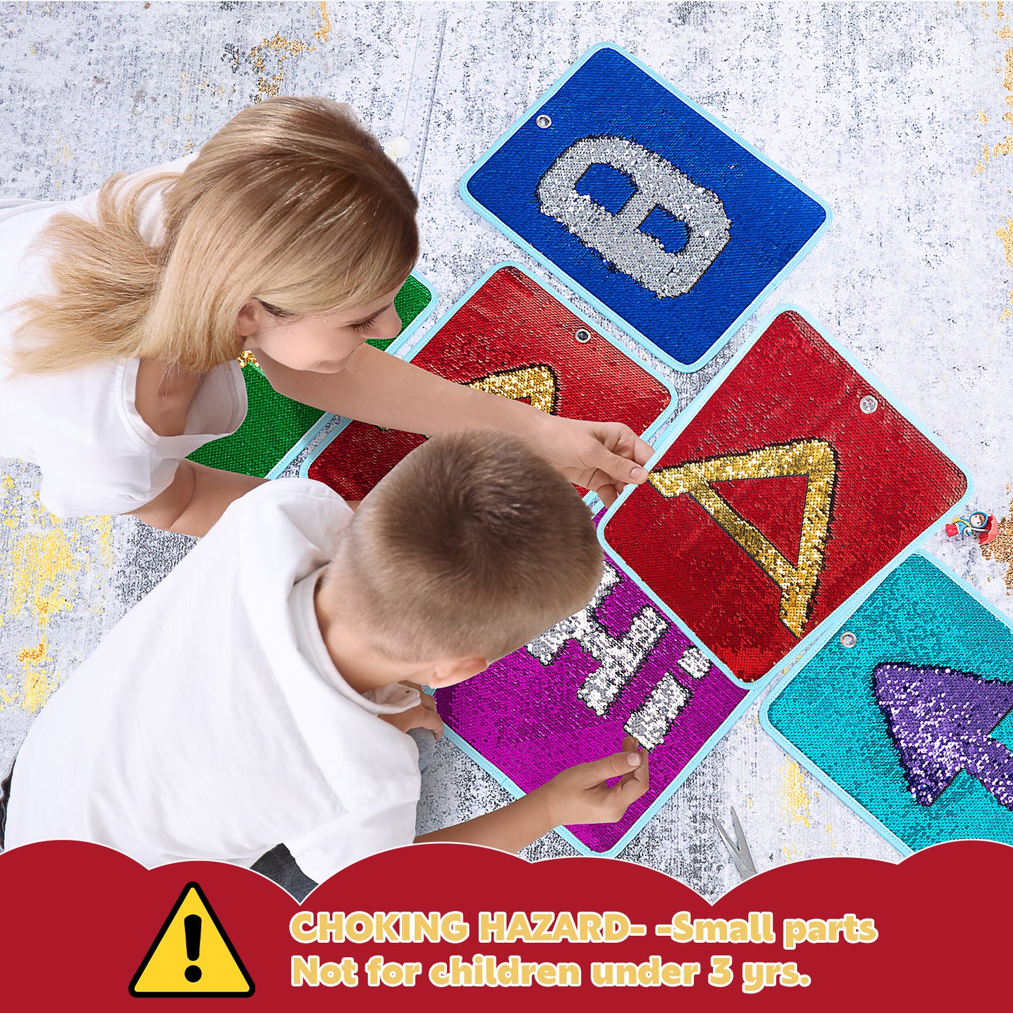 HOMBYS 12 Packs Sequin Fabric Wall Panel for Kids, Reversible Sensory Wall Sequin Flip Fabric Mat Wall Hangings Decoration, Fun Toys for Early Learning and Play, 15.7” x 11.8”