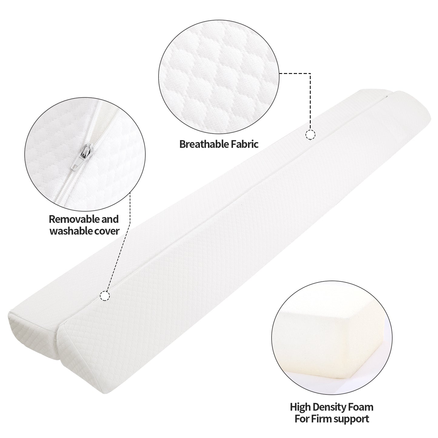 HOMBYS Wedge Pillow Headboard for Bed Gap,Foldable Bed Wedge Gap Filler King Size,Matterss Gap Filler,Multi Functional Bed Crack Pillow, Fill The Gap (0-7") Between Your Headboard and Mattress,White