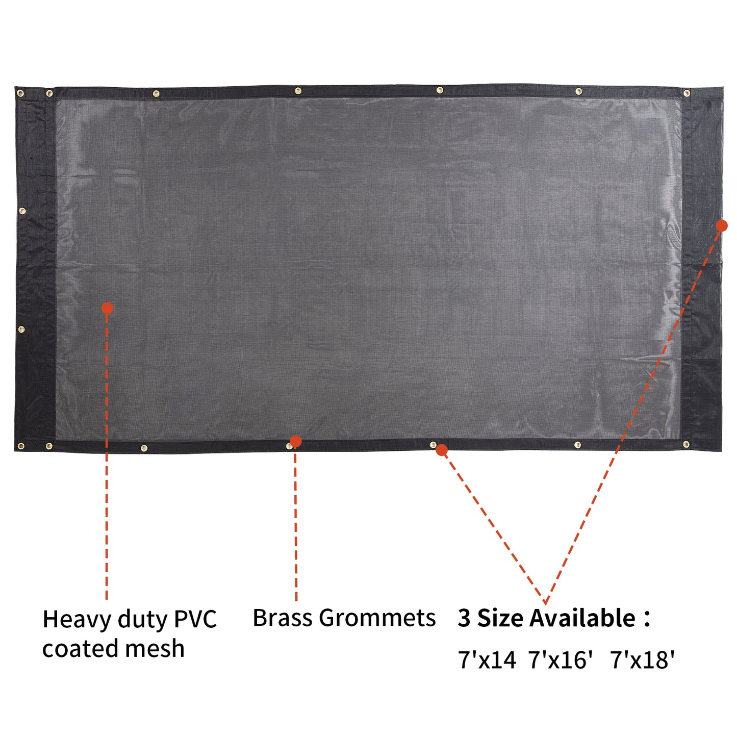 HOMBYS Black 7x16 ft Dump Trailer Truck Mesh Tarp with Grommets,Heavy Duty Mesh Tarp, Opening Shade Trailer Tarp for Truck Bed Cover