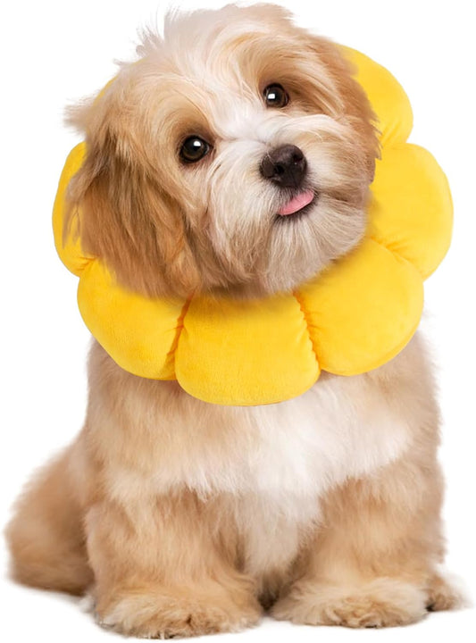 HOMBYS Soft Cone for Dogs & Cats, Cute Fluffy Flower Shape, Adjustable Collar Alternative, Protective Elizabethan Collar for Recovery, Stop Licking