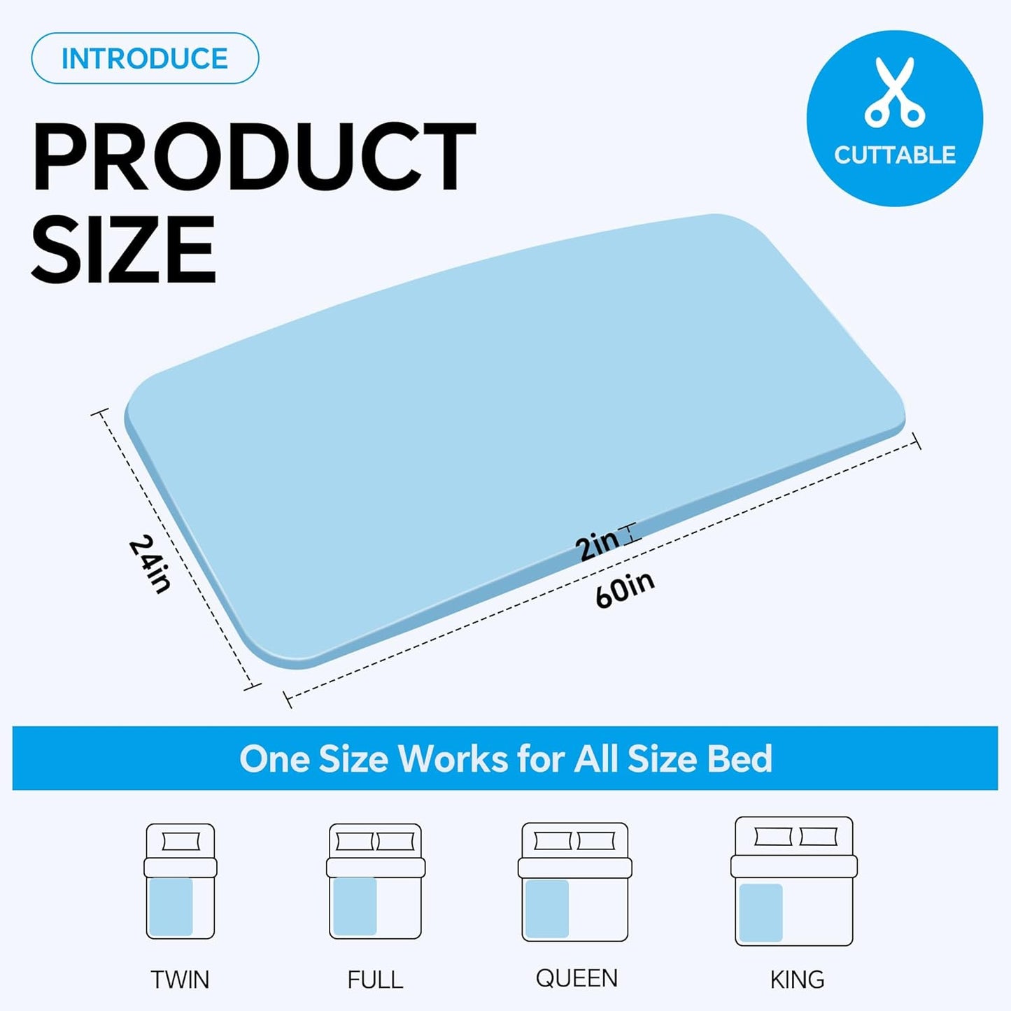 HOMBYS 60" L High Density Sagging Mattress Support, 2" Thick Foam Bed Boards for Under Mattress Corrector, Firm Pad to Fix Sinking Bed, Ideal for Sags Deeper 1"-2"