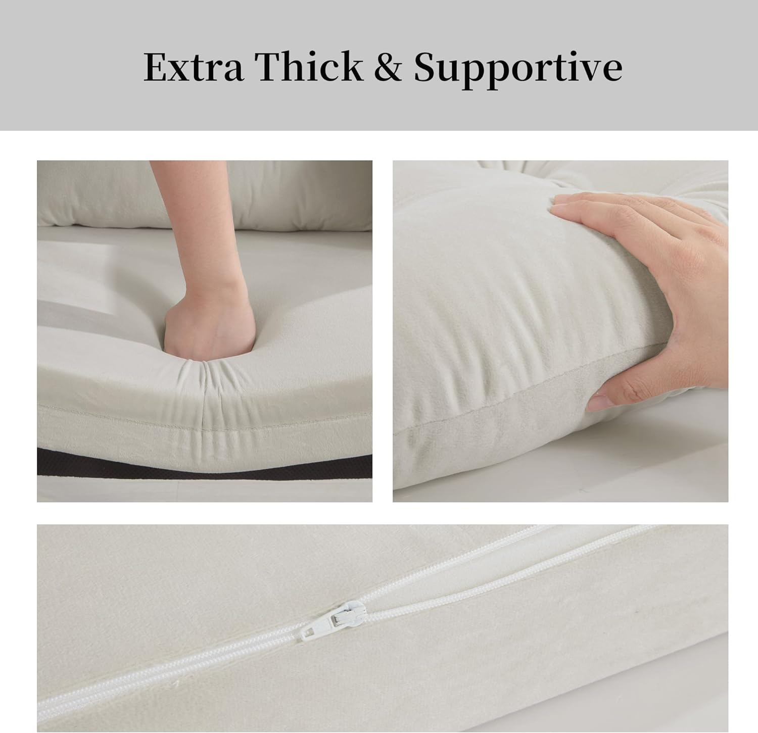 HOMBYS Glider Rocker Replacement Cushions 5 PCS with Storage Side Pock