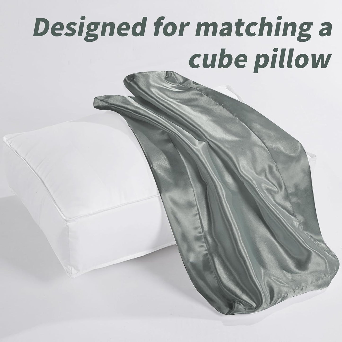 HOMBYS Pillowcase for Cube Pillow-Silky and Smooth Satin Pillowcase with Hidden Zip (ONLY Pillowcase) (24"x12"x5.5")