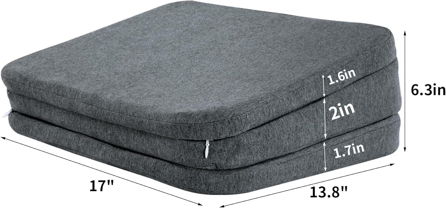 HOMBYS Adjustable Car Booster Seat for Short Drivers, 3 Heights for Different People, Adult Car Seat Cushions for Driving, Supportive Car Seat Pad for Lower Back Pain Reduce, (17"x13.8"x6.3", Grey)