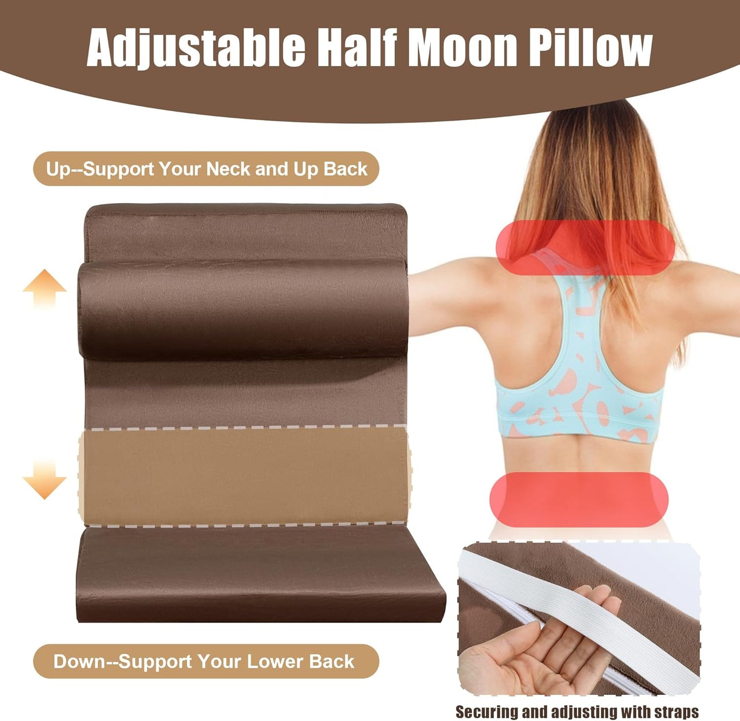 HOMBYS 5-in-1 Recliner Seat Cushion for Elderly+Lumbar Support Pillow + Leg Pad, with Adjustable Half Moon Neck Pillow & Footrest, High Density Foam Filling with Velvet Fabric, Thick & Non-Slip