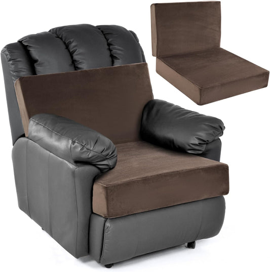 HOMBYS Memory Foam Recliner Cushion for Elderly, 20x20x4 Extra Large Non-Slip Seat Cushion with Back Support Cushions, Lumbar Support - Thick and Supportive (20"x20"x4", Brown)