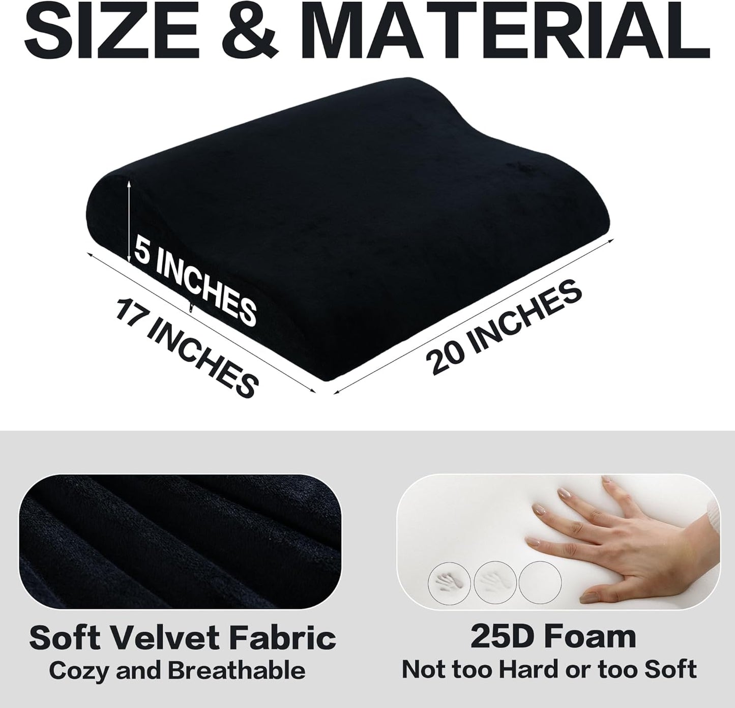 HOMBYS Extra Large Recliner Leg Pillow, Foam Foot Rest Cushion Wave Shape Recliner Footrest Extender, Multi Purpose Back & Lumbar Support Pillow for Bed, Sofa Couch