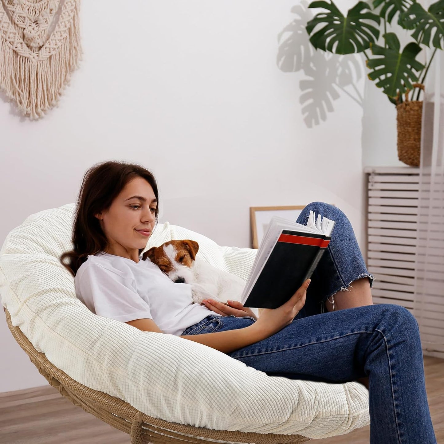 HOMBYS Cover for Papasan Cushion, Soft Slipcover Only, Removable and Machine Washable Chair Cushion Covers with Elastic Closure