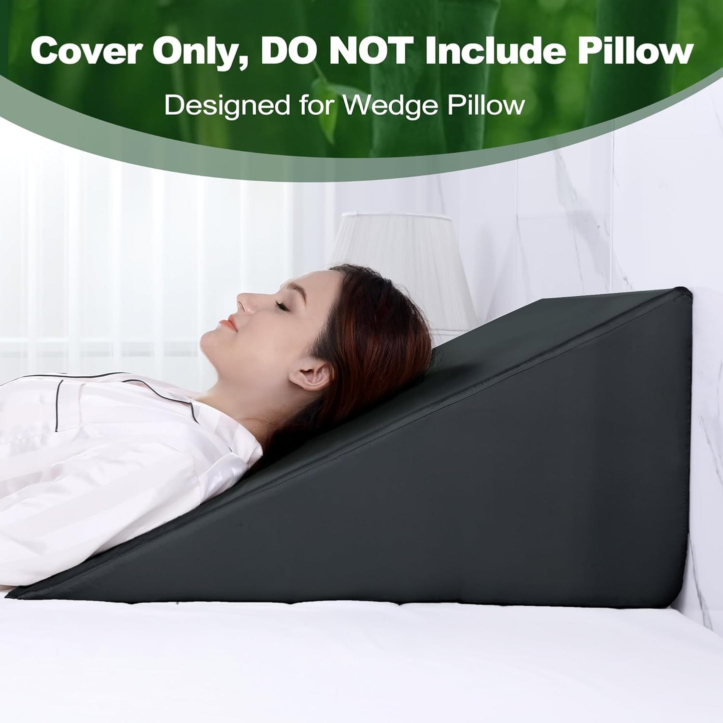 HOMBYS Bed Wedge Pillow Cover with Zipper, 100% Viscose Made from Bamboo, Soft, Cooling, Breathable Wedge Pillowcase Sweat-Absorbent Pillowcase for Summer, (Dark Grey, 25"x25"x10")