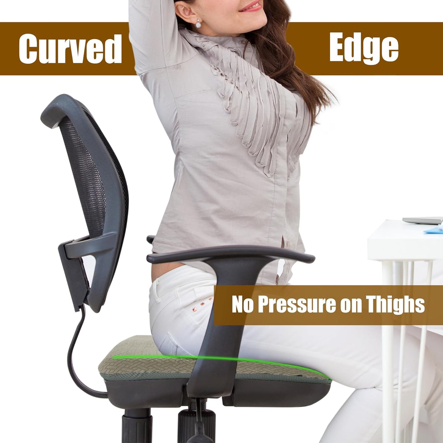 HOMBYS Tufted Furry Recliner Seat Cushion for Elderly Foam Curved Edge Large Square Seat Cushion for Recliner Chair, Floor Pillow, Office Chair, Car, No Pressure on Thighs