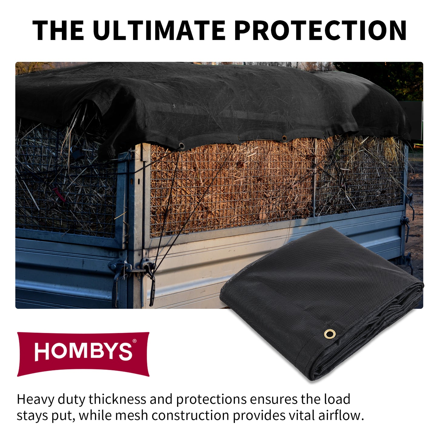 HOMBYS Black 7x16 ft Dump Trailer Truck Mesh Tarp with Grommets,Heavy Duty Mesh Tarp, Opening Shade Trailer Tarp for Truck Bed Cover