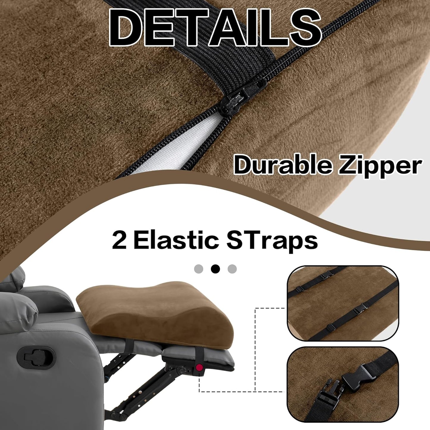 HOMBYS Extra Large Recliner Leg Pillow, Foam Foot Rest Cushion Wave Shape Recliner Footrest Extender, Multi Purpose Back & Lumbar Support Pillow for Bed, Sofa Couch