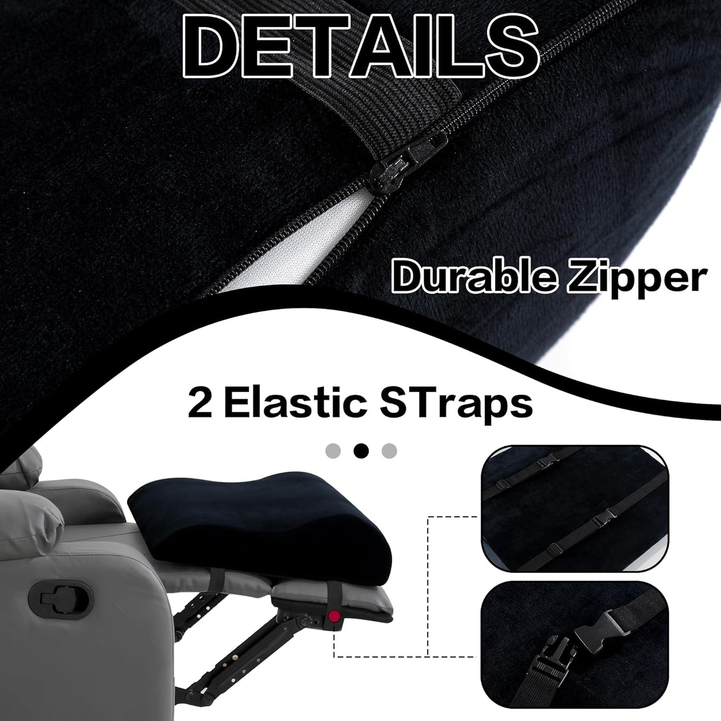 HOMBYS Extra Large Recliner Leg Pillow, Foam Foot Rest Cushion Wave Shape Recliner Footrest Extender, Multi Purpose Back & Lumbar Support Pillow for Bed, Sofa Couch