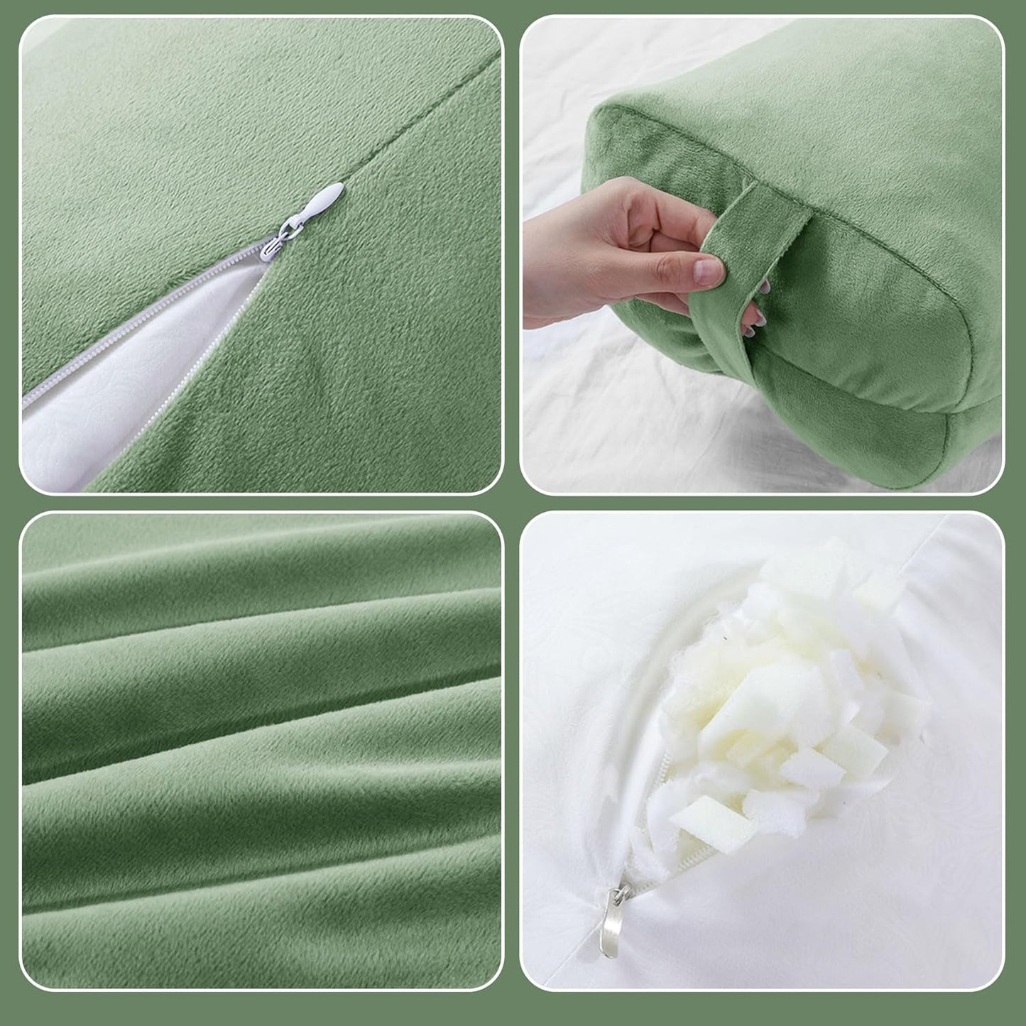 HOMBYS Shredded Foam Yoga Bolster Pillow for Restorative Yoga & Meditation, Versatile Rectangular Yoga Support Pillow Premium Meditation Cushion with Washable Velvet Cover& Carry Handle