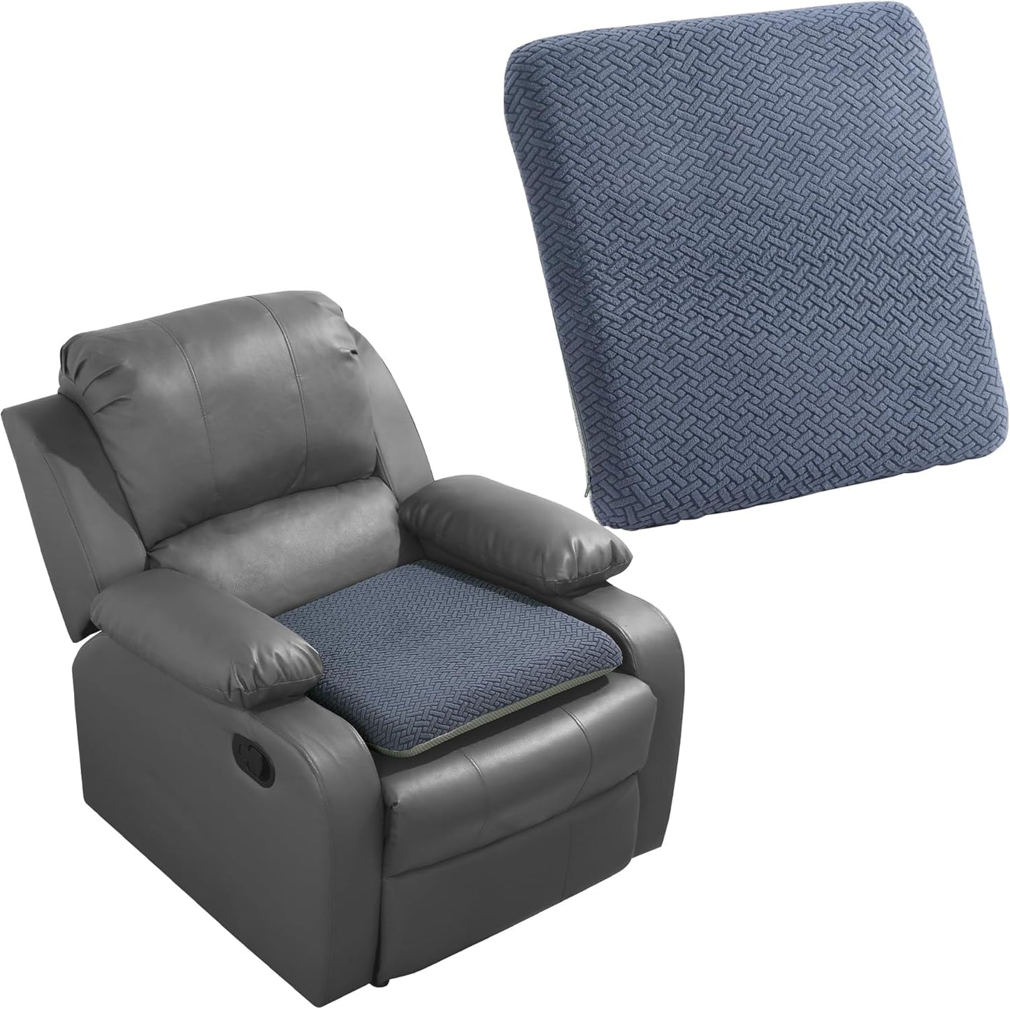 HOMBYS Tufted Furry Recliner Seat Cushion for Elderly Foam Curved Edge Large Square Seat Cushion for Recliner Chair, Floor Pillow, Office Chair, Car, No Pressure on Thighs