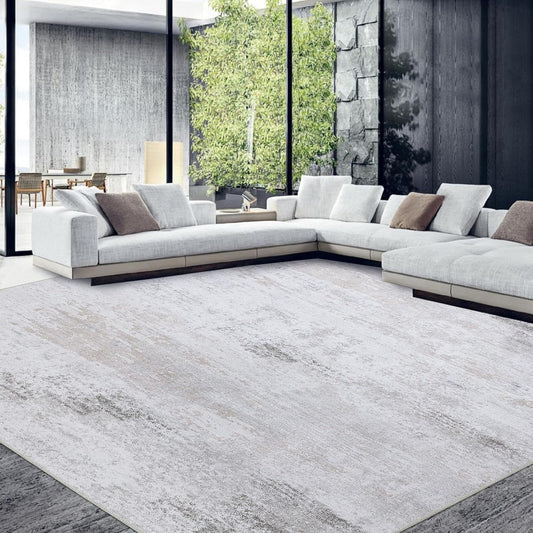 HOMBYS 9 x 12 ft Modern Area Rug for Living Room Bedroom, Large Boho Floor Carpet with Non-Slip Backing for Indoor Office Dining Room, Abstract Home Deco Non-Shedding, Camel, Machine Washable