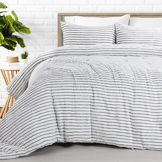 HOMBYS Oversized King Boho Comforter Set, Black White Tufted Jacquard Geometry Bedding Comforter for King Bed, Shabby Chic Bed Sets with 2 Matching
