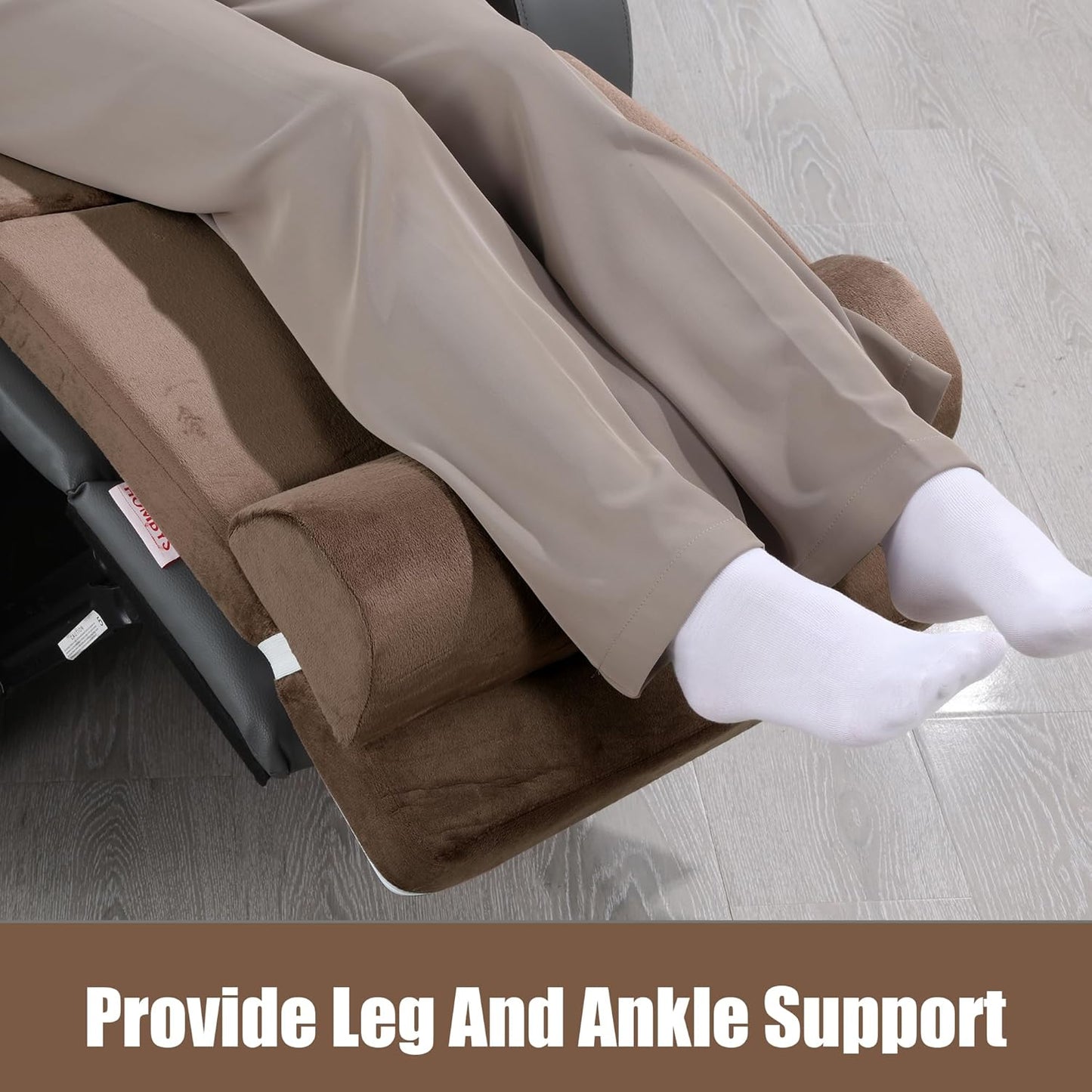 HOMBYS 5-in-1 Recliner Seat Cushion for Elderly+Lumbar Support Pillow + Leg Pad, with Adjustable Half Moon Neck Pillow & Footrest, High Density Foam Filling with Velvet Fabric, Thick & Non-Slip