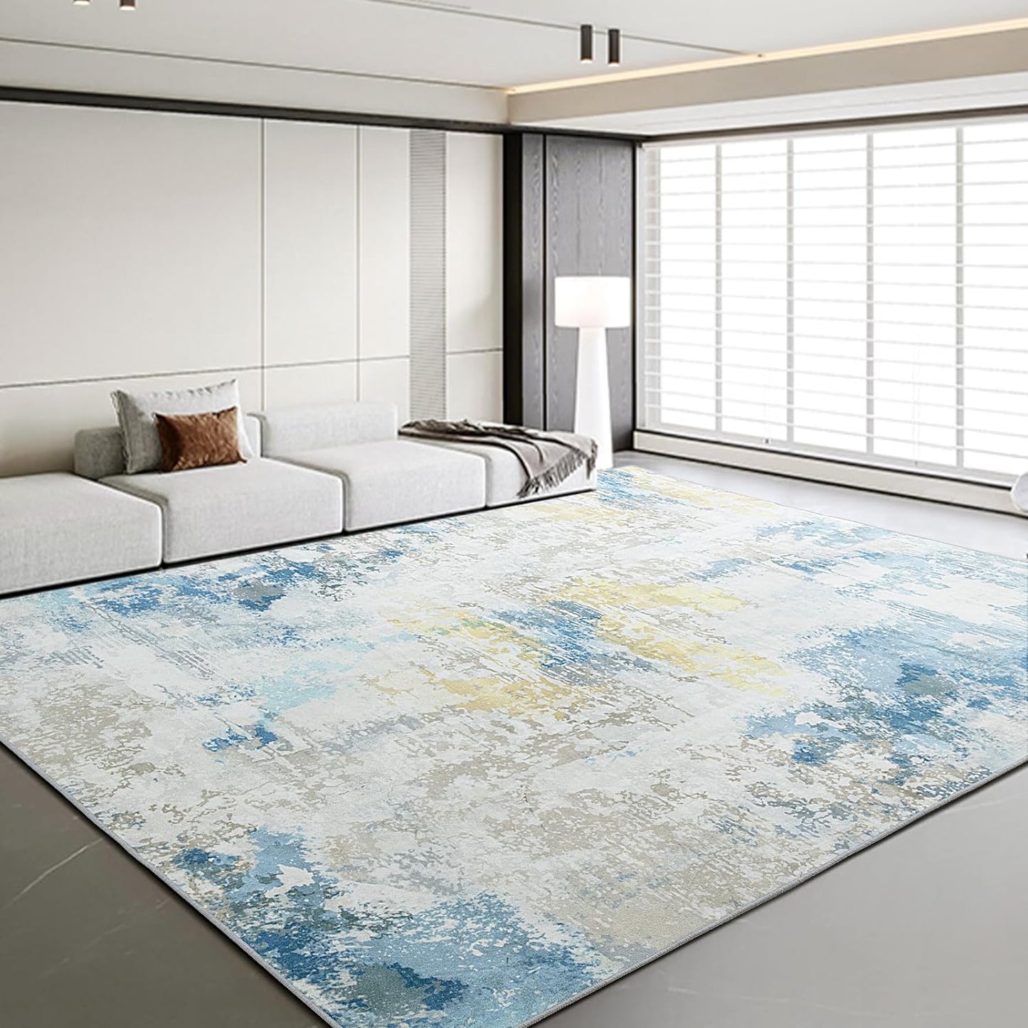 HOMBYS Modern Area Rug for Living Room Bedroom, Large Abstract Floor Carpet with Non-Slip Backing for Indoor Office Dining Room, Boho Farmhouse Home Deco, Machine Washable
