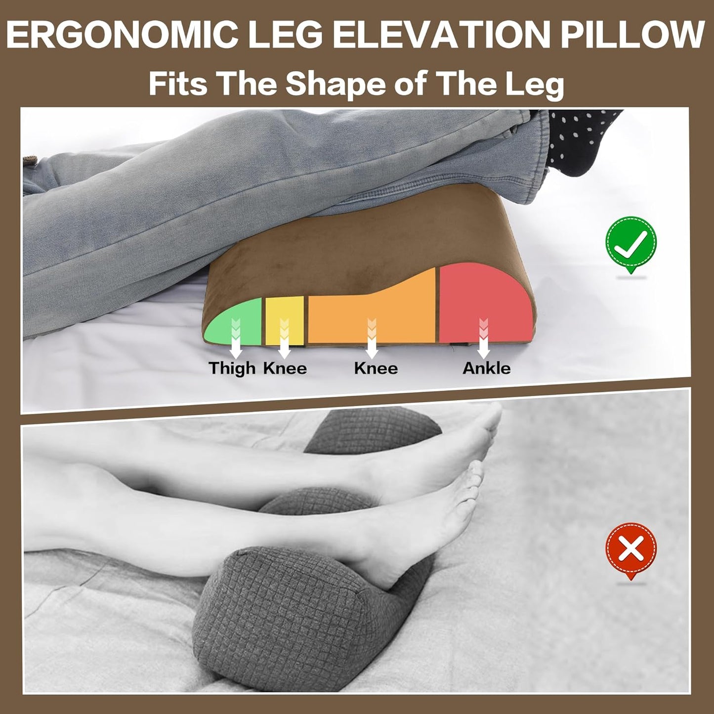 HOMBYS Extra Large Recliner Leg Pillow, Foam Foot Rest Cushion Wave Shape Recliner Footrest Extender, Multi Purpose Back & Lumbar Support Pillow for Bed, Sofa Couch