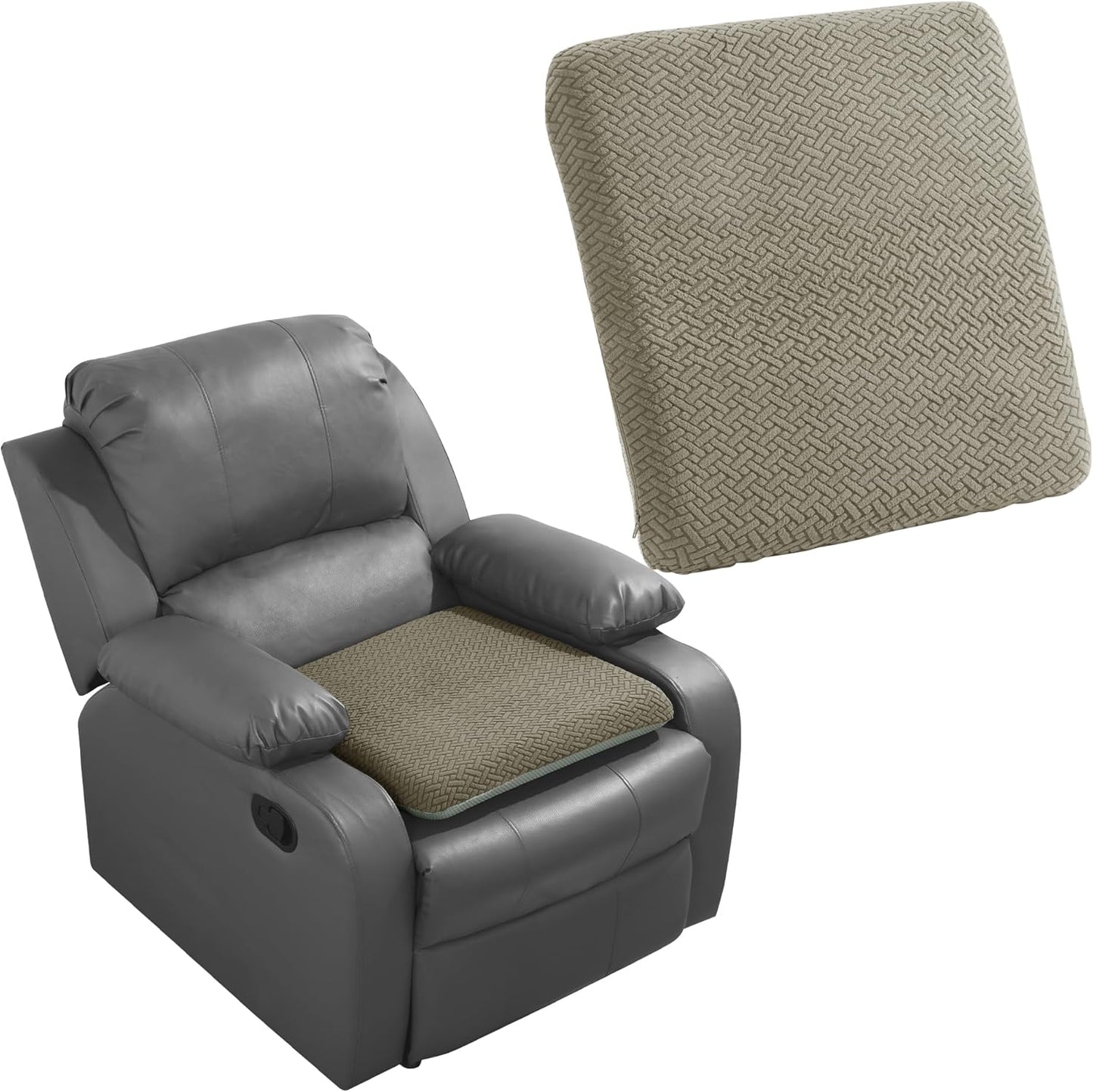 HOMBYS Tufted Furry Recliner Seat Cushion for Elderly Foam Curved Edge Large Square Seat Cushion for Recliner Chair, Floor Pillow, Office Chair, Car, No Pressure on Thighs