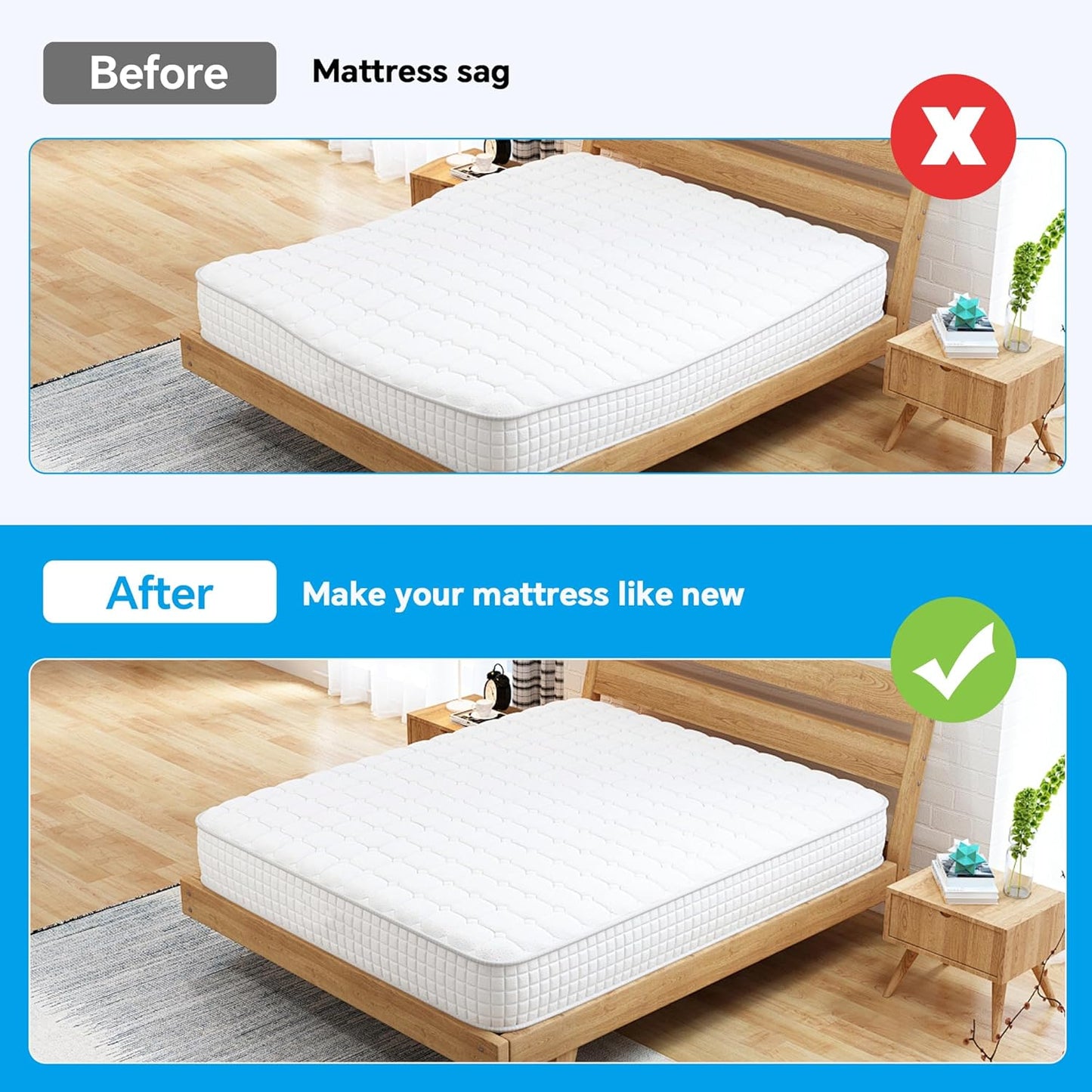 HOMBYS 60" L High Density Sagging Mattress Support, 2" Thick Foam Bed Boards for Under Mattress Corrector, Firm Pad to Fix Sinking Bed, Ideal for Sags Deeper 1"-2"