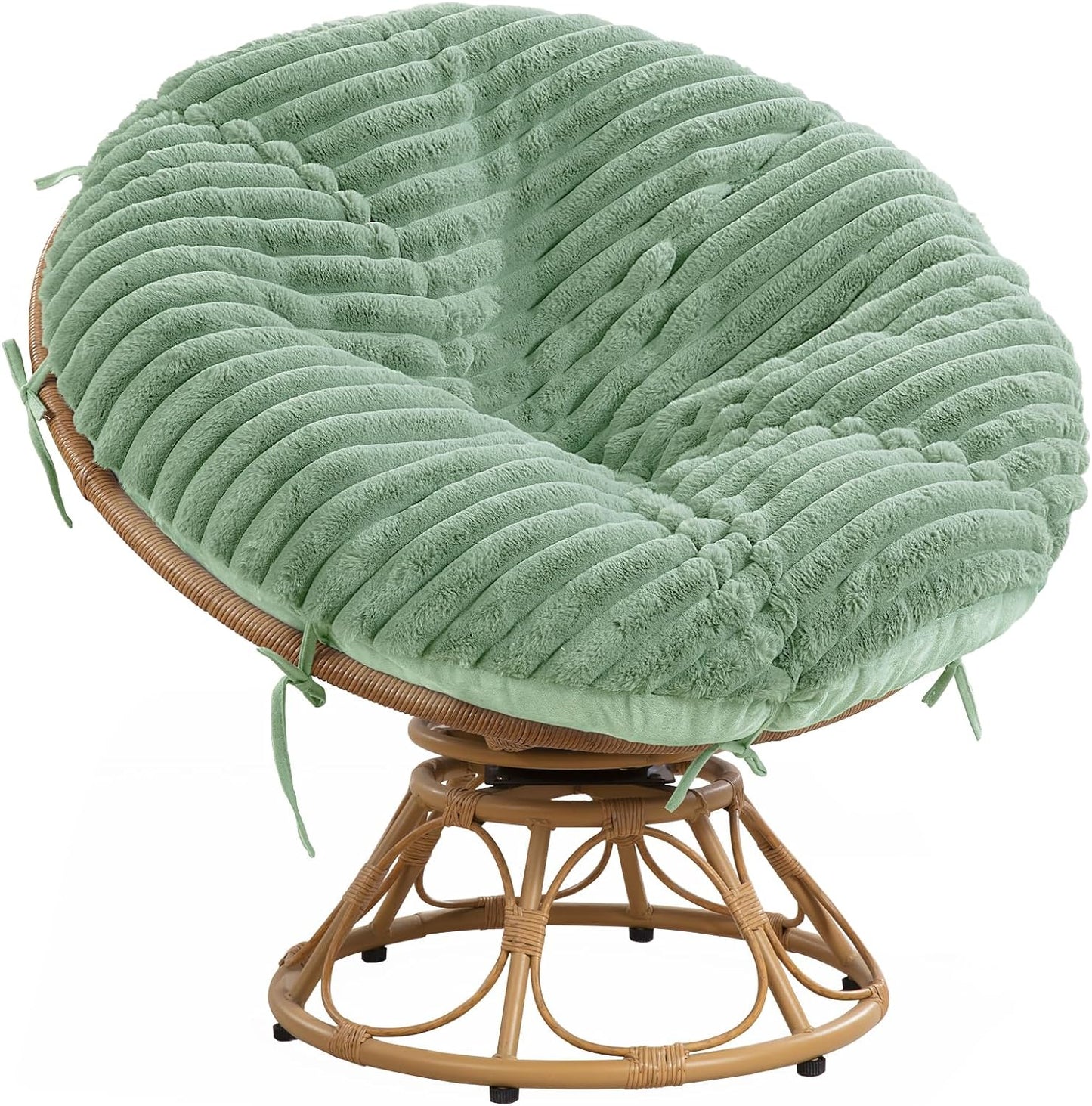 HOMBYS Fluffy Shaggy Cover for Papasan Chair Cushion, Plush Faux Fur Slipcover ONLY, (without Cushion) Removable Soft Papasan Cushion Covers with 8 Ties
