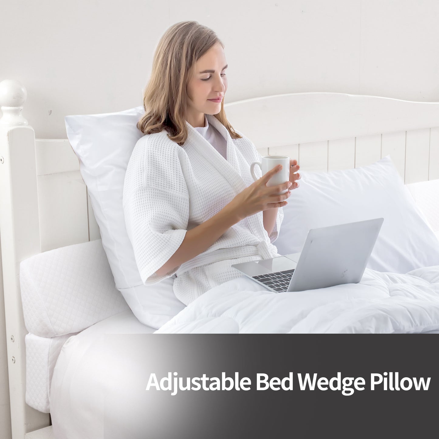 HOMBYS Wedge Pillow Headboard for Bed Gap,Foldable Bed Wedge Gap Filler King Size,Matterss Gap Filler,Multi Functional Bed Crack Pillow, Fill The Gap (0-7") Between Your Headboard and Mattress,White