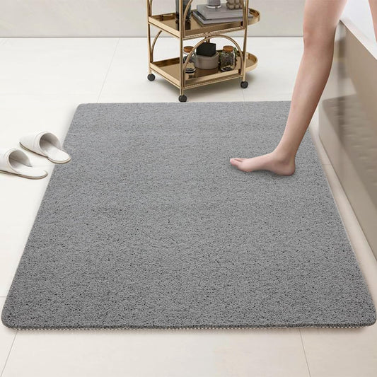 HOMBYS Extra Large Shower Mat for Shower Stall Tub, Non Slip Bath Mat Bathroom Accessories, PVC Loofah Mats for Shower and Bathroom, Quick Drying, Grey