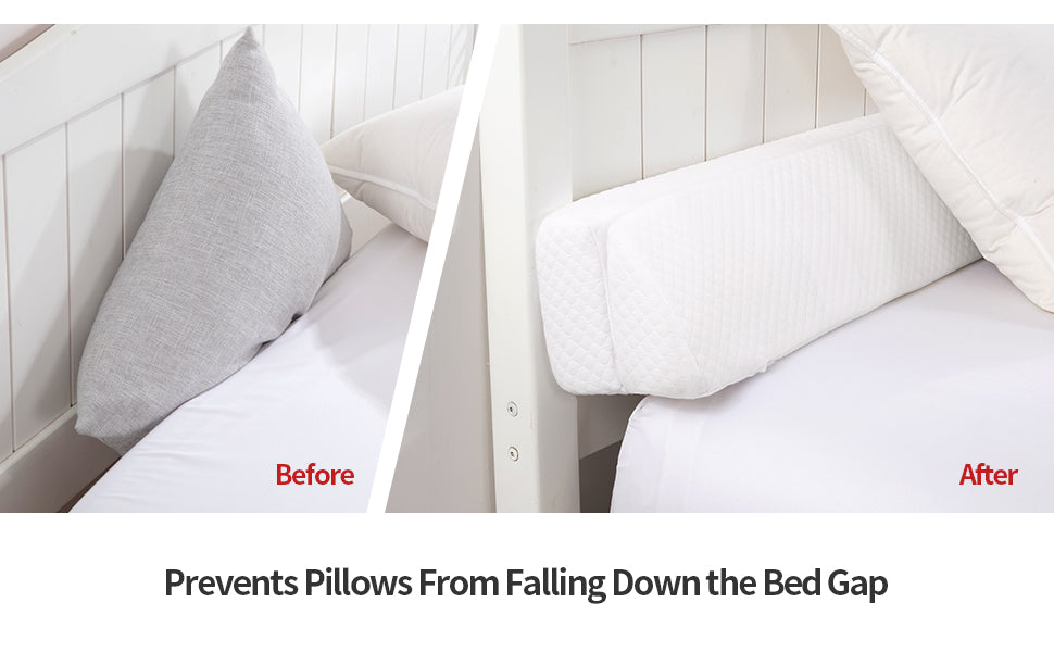 HOMBYS Wedge Pillow Headboard for Bed Gap,Foldable Bed Wedge Gap Filler King Size,Matterss Gap Filler,Multi Functional Bed Crack Pillow, Fill The Gap (0-7") Between Your Headboard and Mattress,White