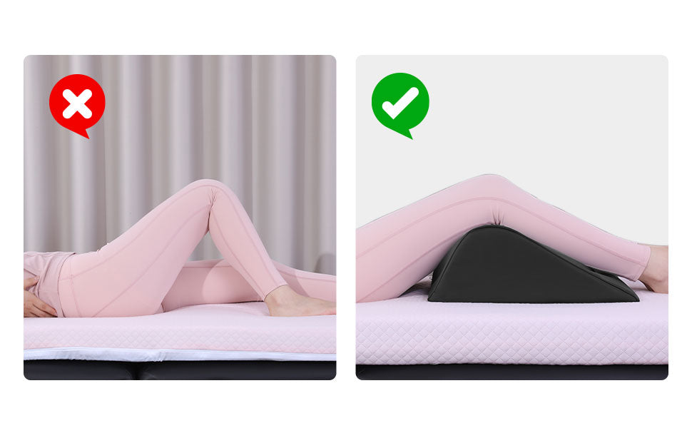 HOMBYS Wedge Bolster Pillow for Legs,Knee Wedge Pillow for Massage Table,Triangle Massage Bolsters for Under Legs,PU Leather Waterproof Foam Tatoo Pillow (Black)