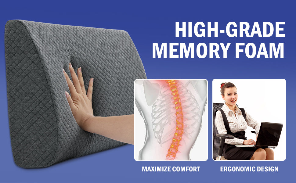 HOMBYS Lumbar Support Pillow for Recliner Chair, Memory Foam Back Support Cushion for Elderly,Extra Large Lumbar Support Pillow,Thick Backrest for Home Reading (Grey, 20“x13.5"x5")