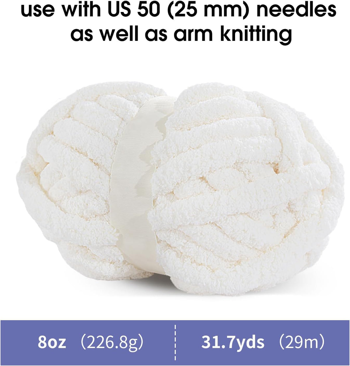 Hombys Cream White chunky chenille yarn image 2
